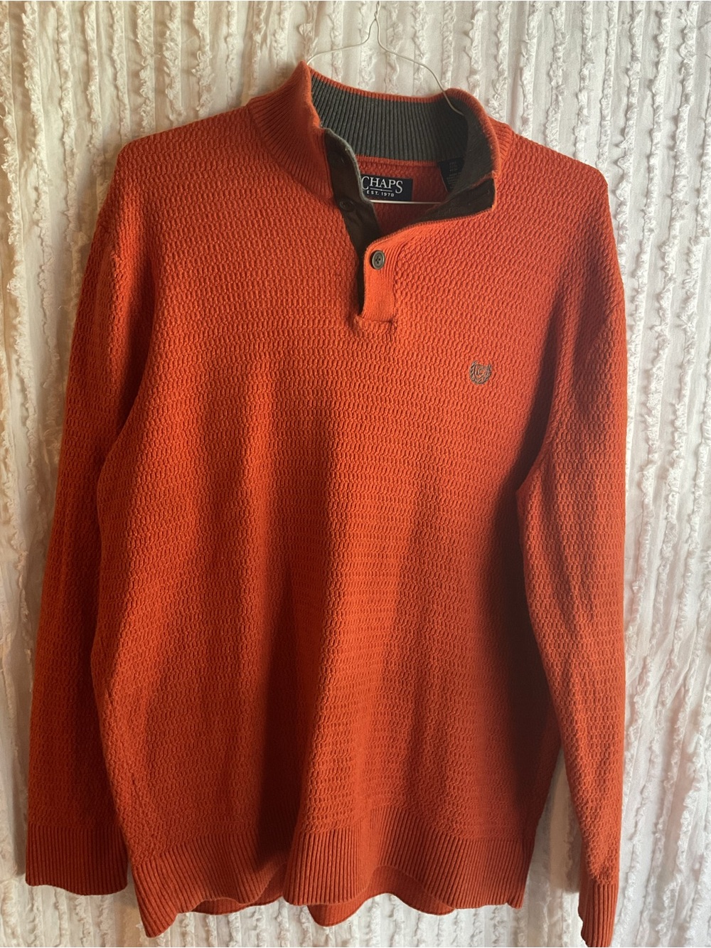 Chaps Men's Orange Quarter-Button Sweater Sz. 2XLT. MOCK NECK